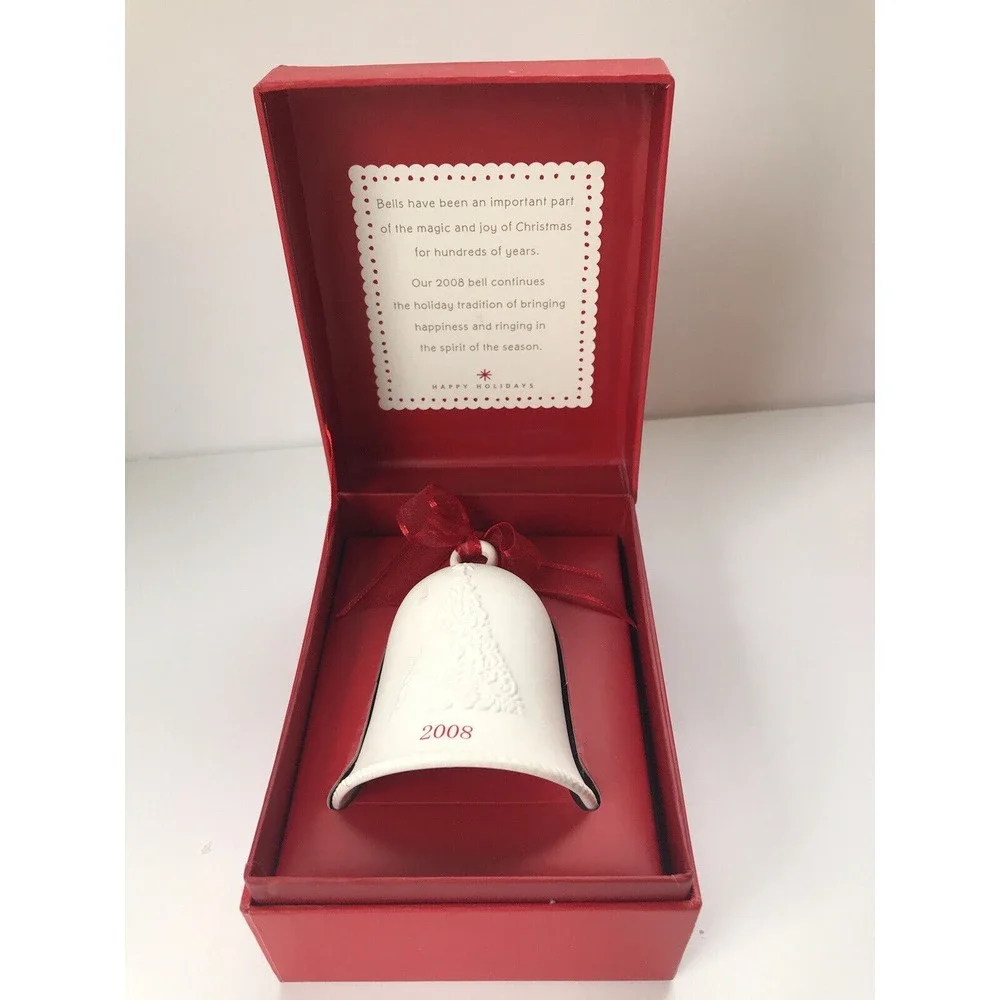Hallmark Keepsake Ornament Porcelain Dated Bell‎ 2008 Presentation Box